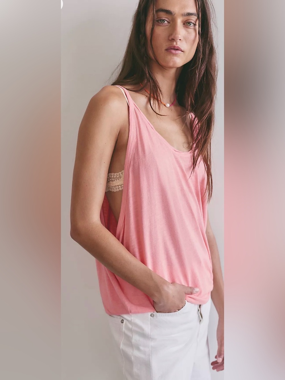 Free People Strawberry Icing Draped Side-Slit Tank NWT
